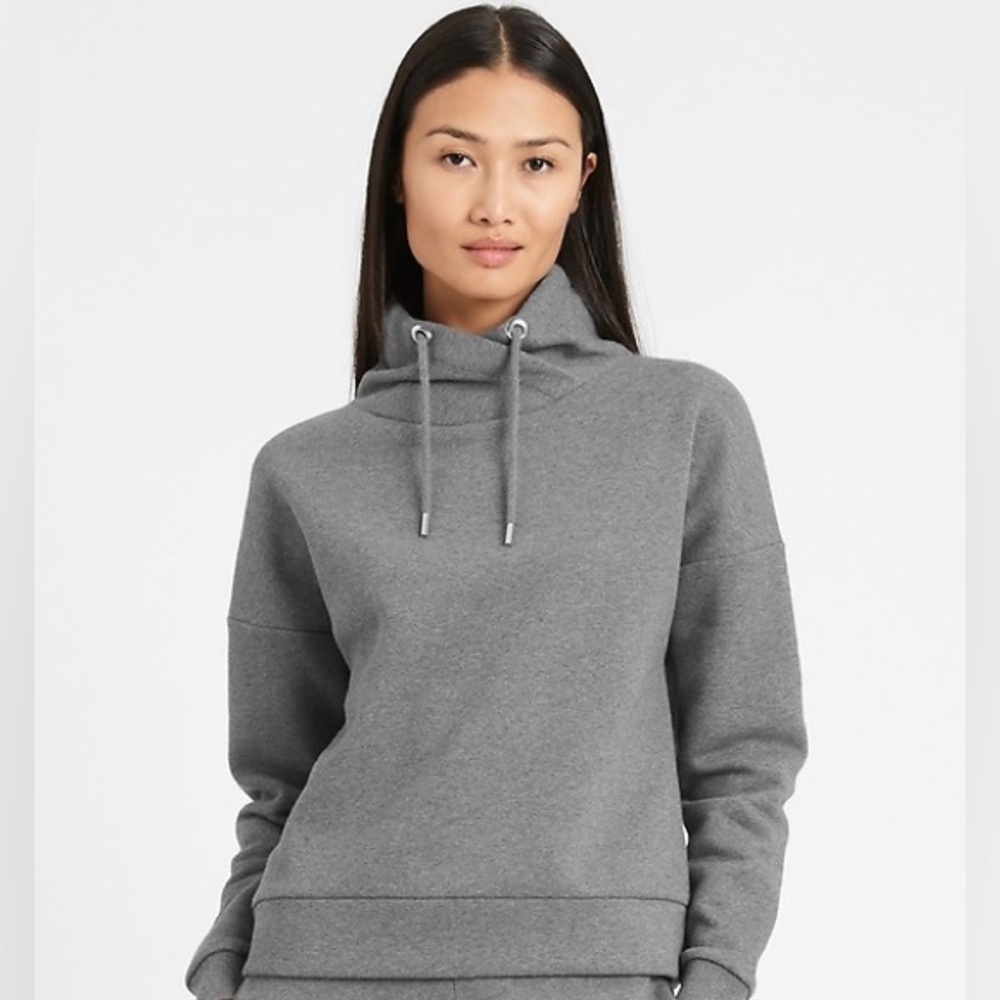 Banana Republic Gray Funnel-Neck Sweatshirt Large Petite